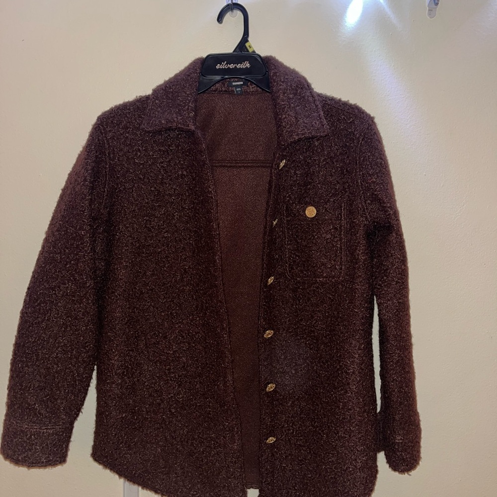 Express Teddy Novelty Button Shacket Sz: S